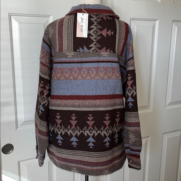 New In Aztec Western Button Down Oversized Jacket - Picture 7 of 13